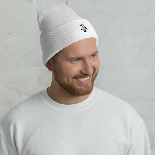 White men's beanie with Penguin