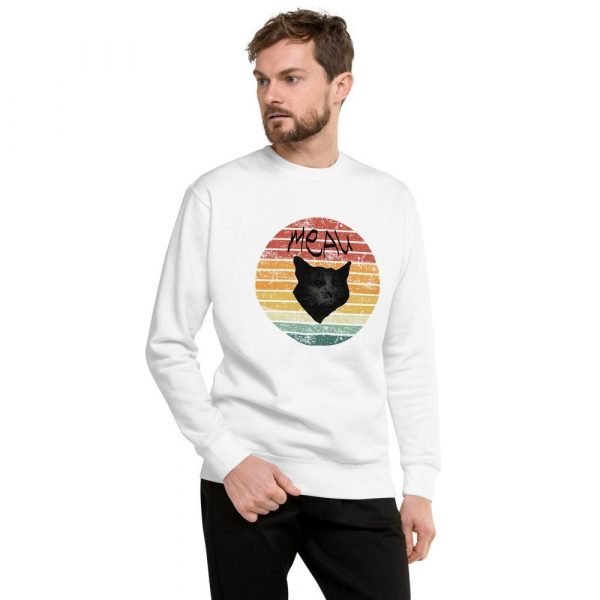 White Men's Fleece Pullover with Reggae Cat